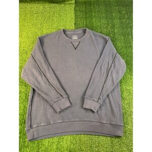 Aerie Waffle Knit Crewneck Sweatshirt Mens Medium Slate Blue Gray Thermal Top